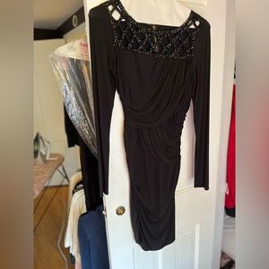Black beaded cocktail dress